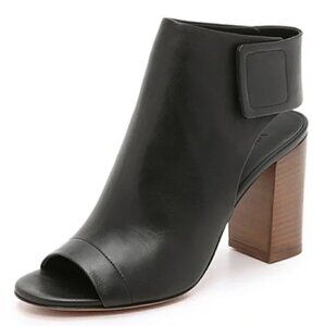 Vince Faye Black Leather Open Toe Cut Out Heel Ankle Booties - Size 8 EU 38